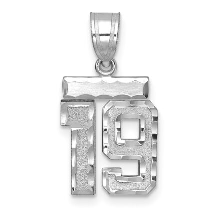 14kw Small Brushed Diamond-cut Number 19 Charm