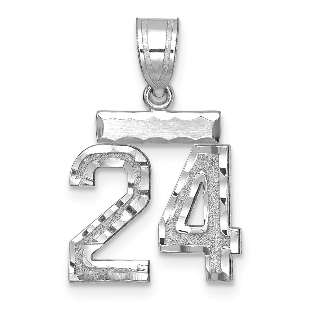 WSN24.jpg 14kw Small Brushed Diamond-cut Number 24 Charm - Image 1