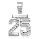 14kw Small Brushed Diamond-cut Number 25 Charm