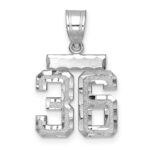 14kw Small Brushed Diamond-cut Number 36 Charm