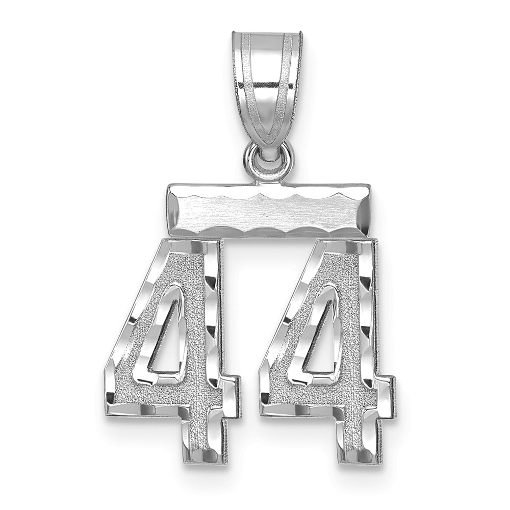 WSN44.jpg 14kw Small Brushed Diamond-cut Number 44 Charm - Image 1
