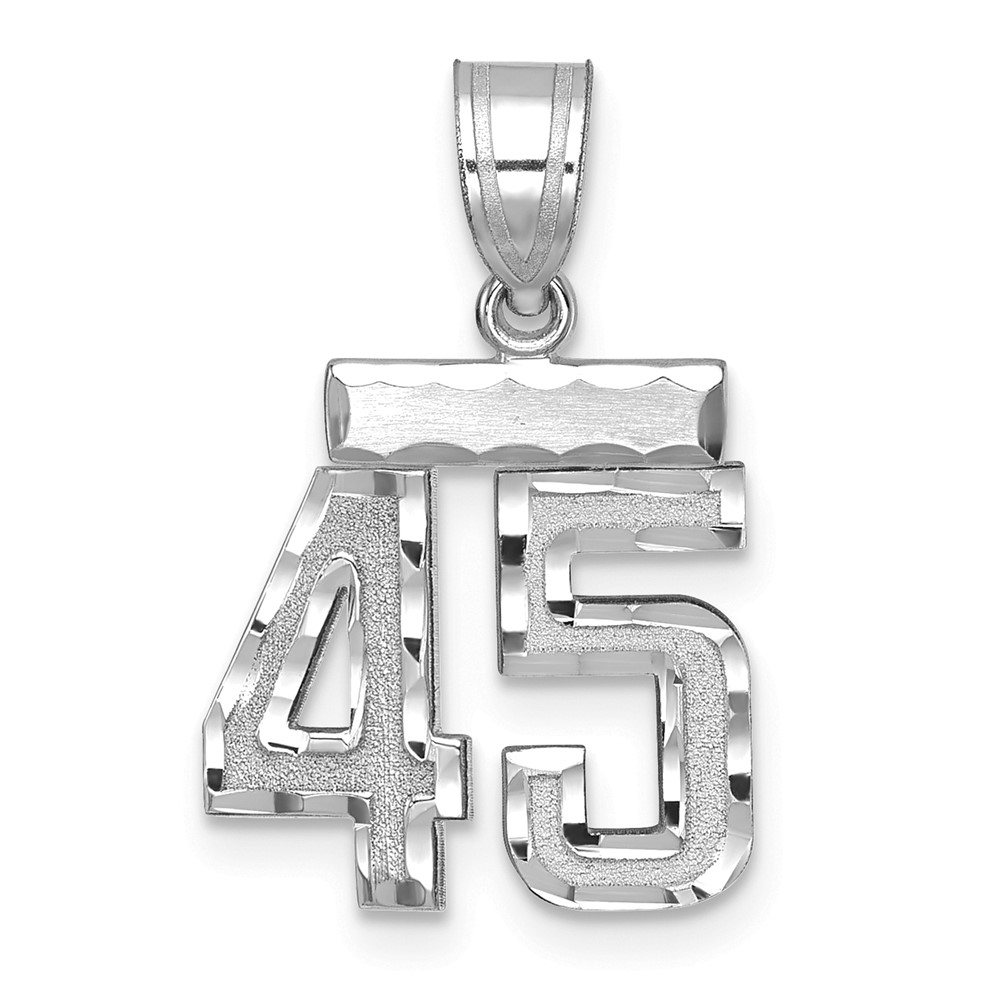 WSN45.jpg 14kw Small Brushed Diamond-cut Number 45 Charm - Image 1