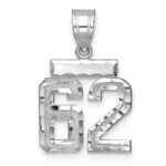 14kw Small Brushed Diamond-cut Number 62 Charm