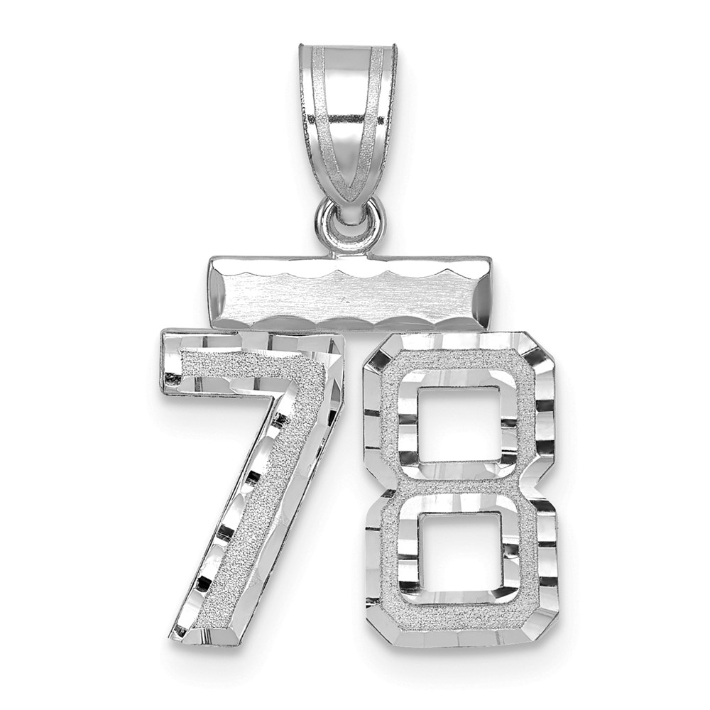 WSN78.jpg 14kw Small Brushed Diamond-cut Number 78 Charm - Image 1