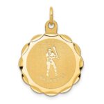 14k Baseball 20mm Engravable on Back Disc Charm
