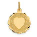14k YOU ARE ALWAYS IN MY HEART Engravable Disc Charm