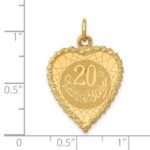 14K 20th ANNIVERSARY 19mm Engravable Rope-Edge Heart Charm - Image 3