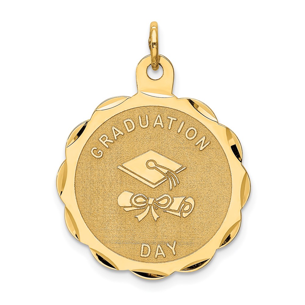 XAC702.jpg 14k GRADUATION DAY with Diploma Engravable Disc Charm - Image 1