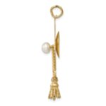 14k Graduation Cap with Freshwater Cultured Pearl and Moveable Tassel Charm - Image 2