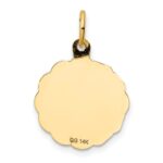 14k Polished and Satin Solid MY CONFIRMATION with Dove Scalloped Edge Round Disc Pendant - Image 4