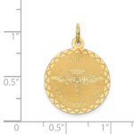 14k Polished and Satin Solid MY CONFIRMATION with Dove Round Disc Pendant - Image 3