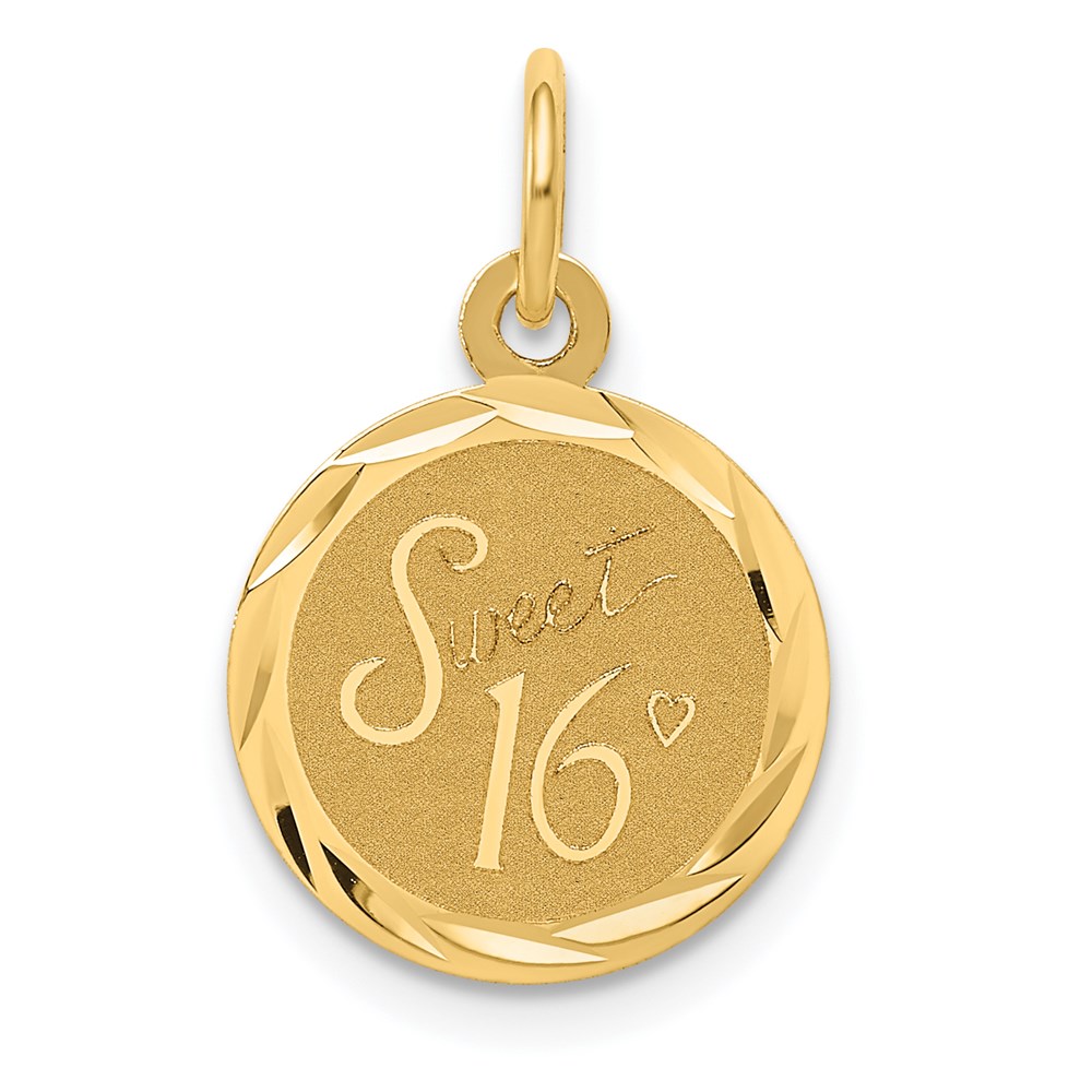 XAC745.jpg 14k SWEET 16 Engravable 12mm Disc Charm - Image 1