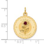 14k HAPPY BIRTHDAY with Red CZ Flower 19mm Engravable Disc Charm - Image 4