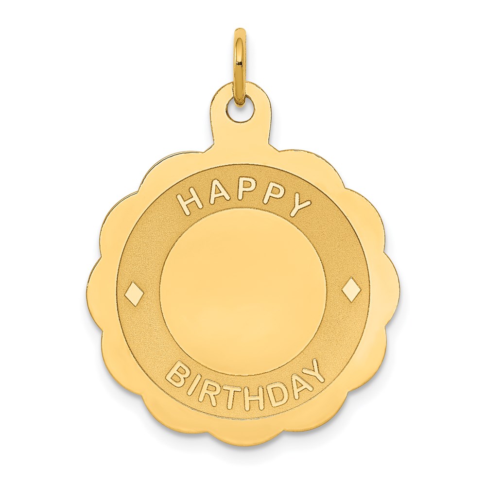 XAC767.jpg 14K HAPPY BIRTHDAY 22mm Engravable Disc Charm - Image 1