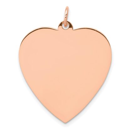 14K Rose Gold Polished Engravable 25mm Heart Disc Pendant