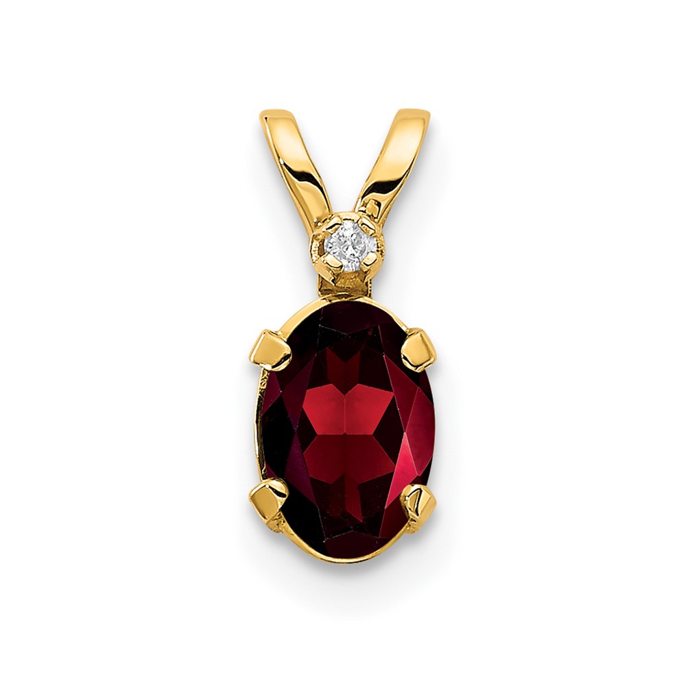 XBE156.jpg 14k Diamond and 6x4 Oval January/Garnet Birthstone Pendant - Image 1