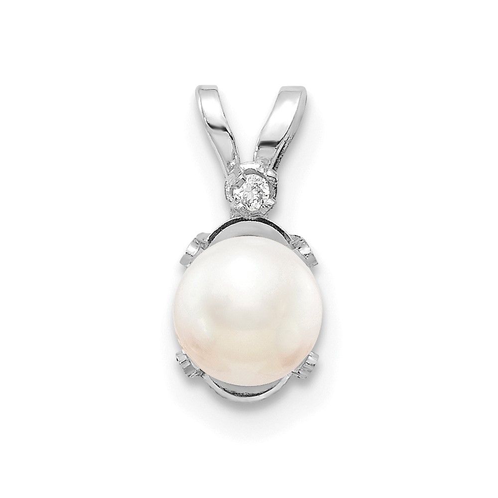 XBE161W.jpg 14K White Gold Diamond and 4.5mm June/Freshwater Cultured Pearl Birthstone Pendant - Image 1