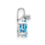 14K White Gold Diamond and 6x4 Oval December/Blue Topaz Birthstone Pendant - Image 2
