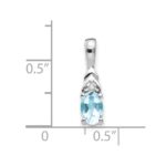 14k White Gold 6x4 Oval March/Aquamarine and Diamond Pendant - Image 3