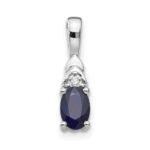 14k White Gold 6x4 Oval September/Sapphire and Diamond Pendant