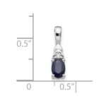14k White Gold 6x4 Oval September/Sapphire and Diamond Pendant - Image 3