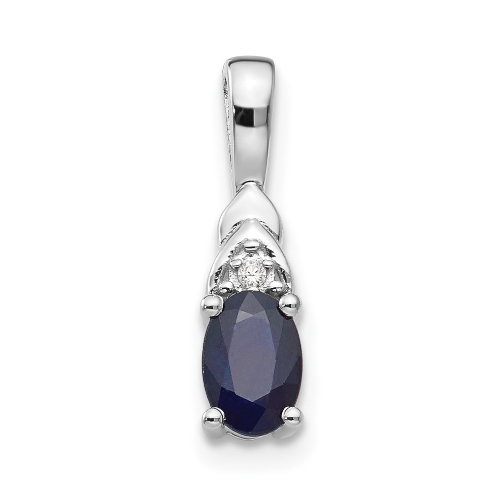 XBS256.jpg 14k White Gold 6x4 Oval September/Sapphire and Diamond Pendant - Image 1