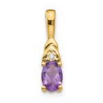 14k 6x4 Oval February/Amethyst and Diamond Pendant