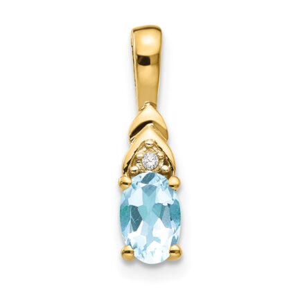14k 6x4 Oval March/Aquamarine and Diamond Pendant