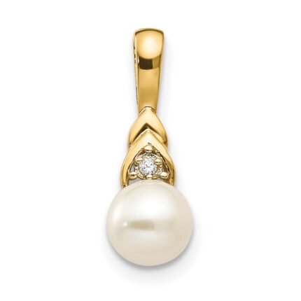 14k 6mm June/Freshwater Cultured Pearl and Diamond Pendant