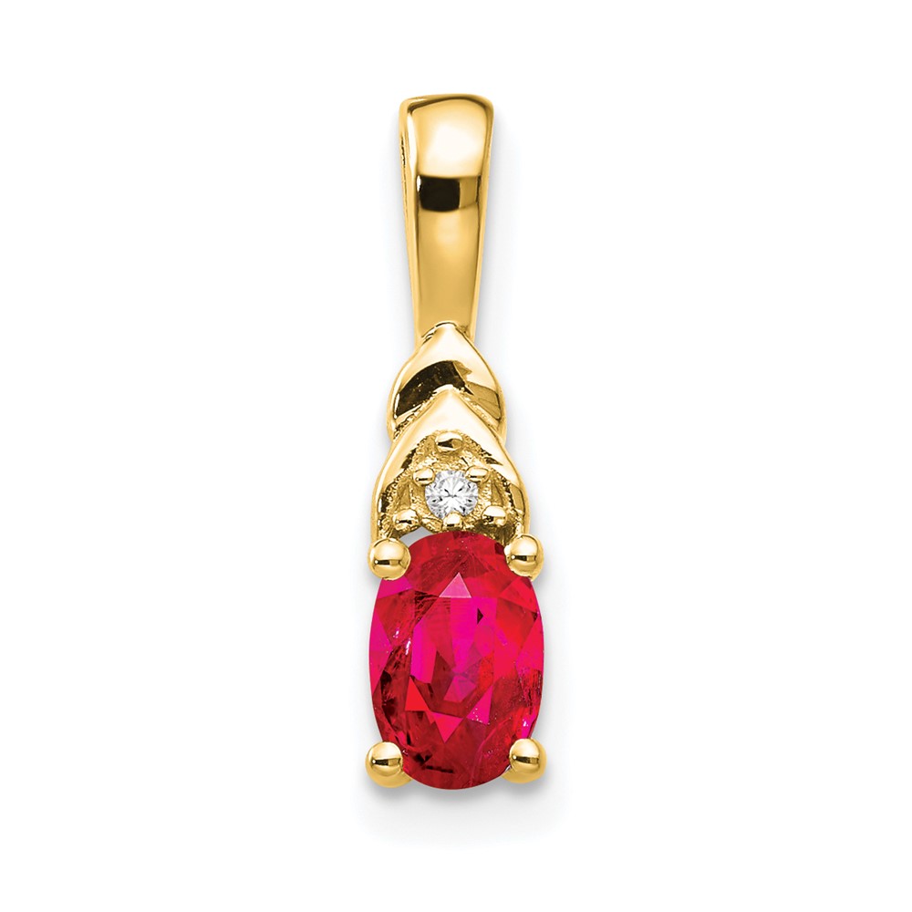 XBS280.jpg 14k 6x4 Oval July/Ruby and Diamond Pendant - Image 1