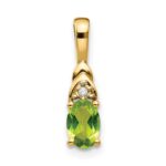 14k 6x4 Oval August/Peridot and Diamond Pendant