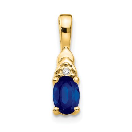 14k 6x4 Oval September/Sapphire and Diamond Pendant