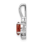 14k White Gold 6x4 Oval January/Garnet and Diamond Pendant - Image 2