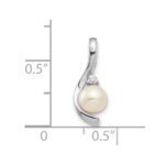 14k White Gold 5.5mm June/Freshwater Cultured Pearl and Diamond Pendant - Image 3