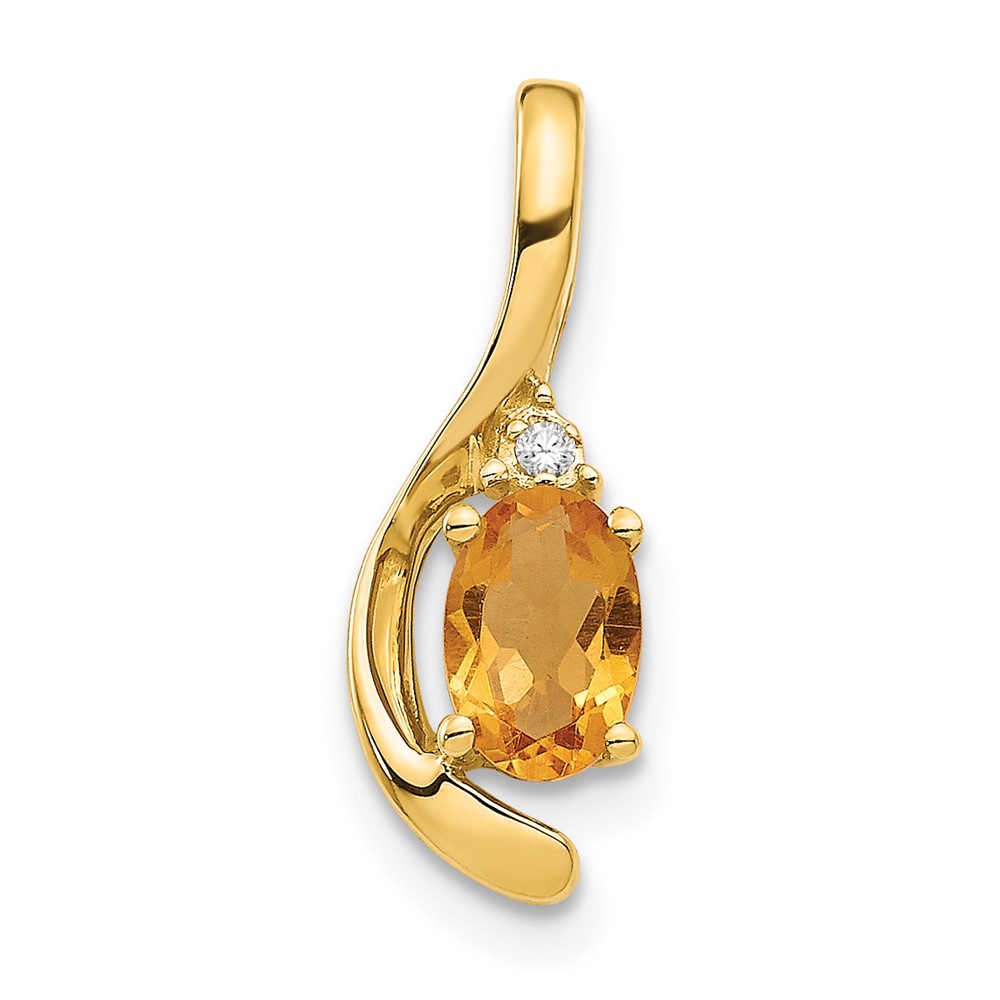 XBS438.jpg 14k 6x4 Oval November/Citrine and Diamond Pendant - Image 1