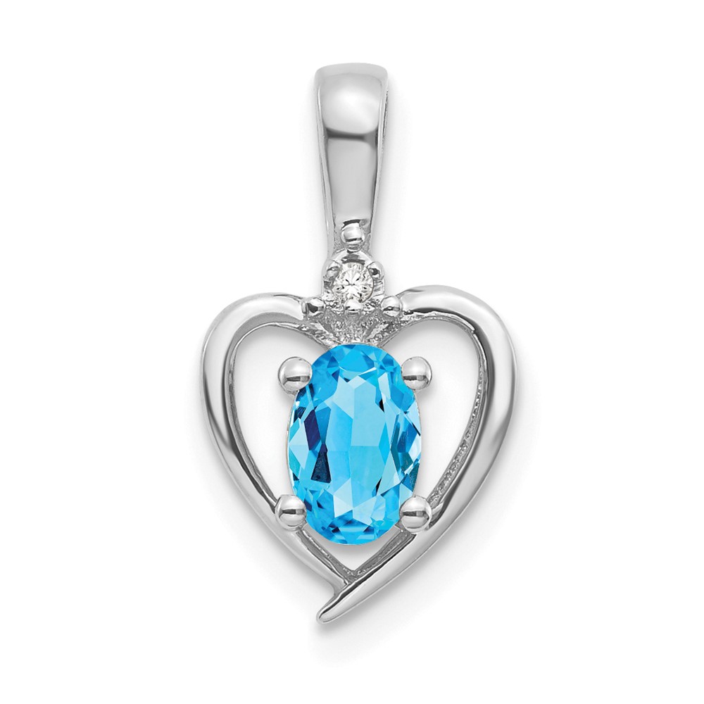 XBS475.jpg 14k White Gold 6x4 Oval December/Blue Topaz and Diamond Heart Pendant - Image 1