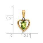 14k 6x4 Oval August/Peridot and Diamond Heart Pendant - Image 3