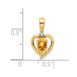 14k 6x4 Oval November/Citrine and Diamond Heart Pendant - Image 3