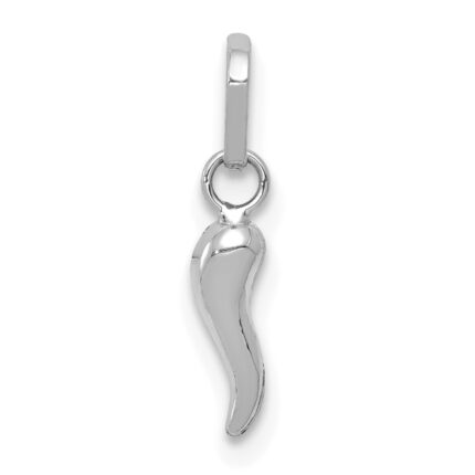 14k White Gold 3-D Italian Horn Charm
