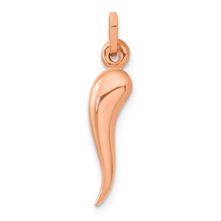 14k Rose Gold 3-D Italian Horn Charm