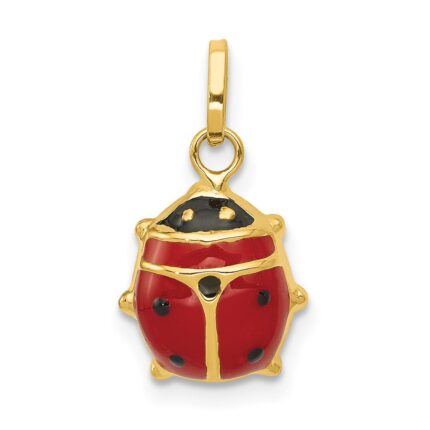 14k Red and Black Enameled Ladybug Charm
