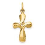 14k Polished Ribbon Cross Charm