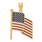 14k Enameled American Flag Pendant
