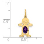 14K Boy Charm 6x4 Oval Genuine Amethyst-February - Image 3