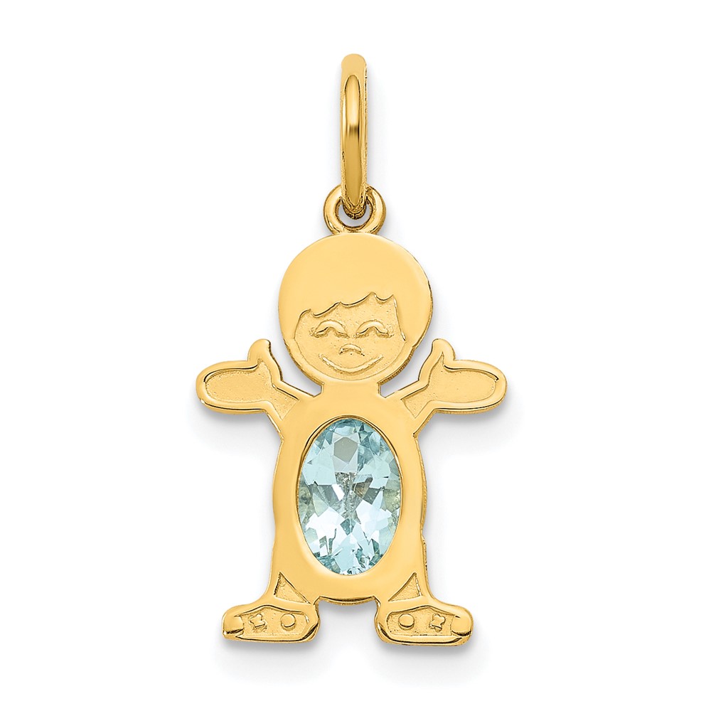XCK15.jpg 14K Boy Charm 6x4 Oval Genuine Aquamarine-March - Image 1