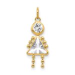 14k April Girl Synthetic Birthstone Charm