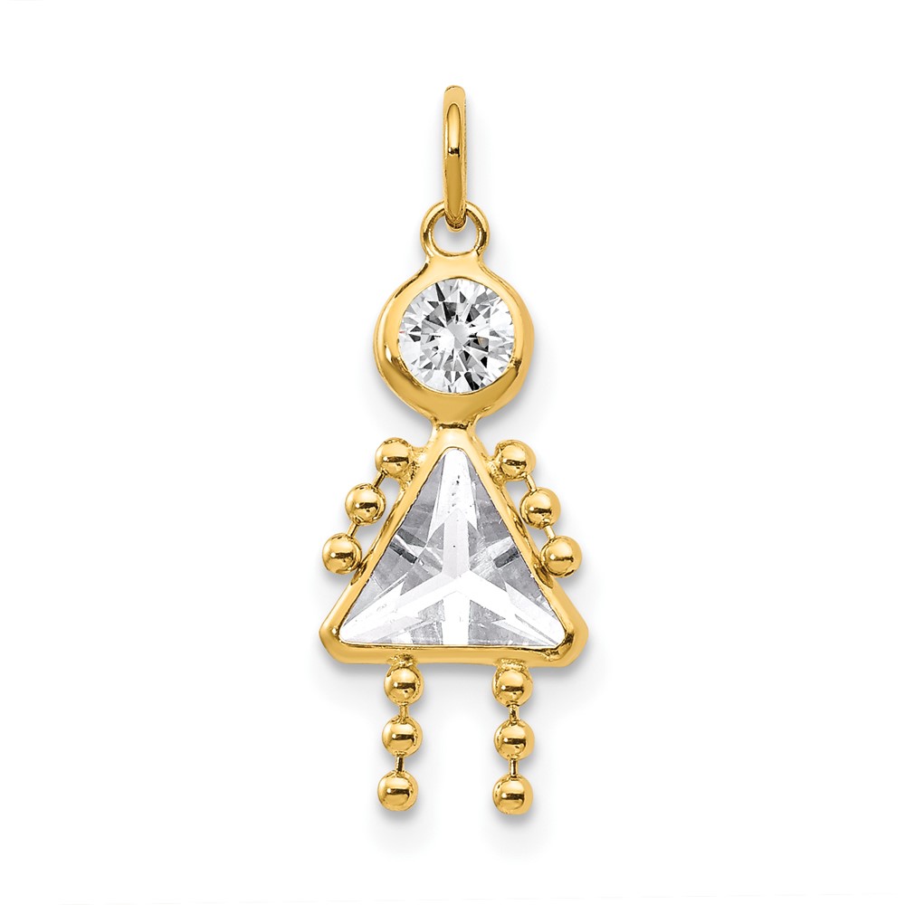 XCK162.jpg 14k April Girl Synthetic Birthstone Charm - Image 1