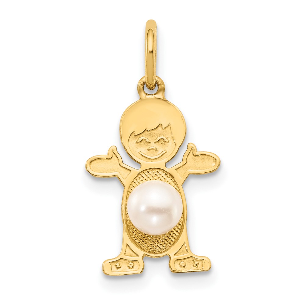 XCK21.jpg 14K Boy Charm 4mm Freshwater Cultured Pearl-June - Image 1