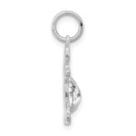 14K White Gold Girl Charm 6x4 Oval Genuine White Topaz-April - Image 2