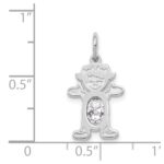 14K White Gold Girl Charm 6x4 Oval Genuine White Topaz-April - Image 3